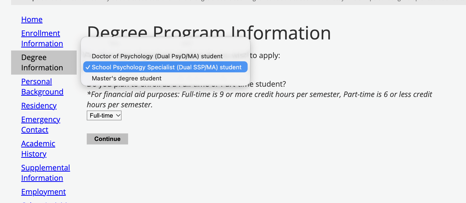 Picture of application selection